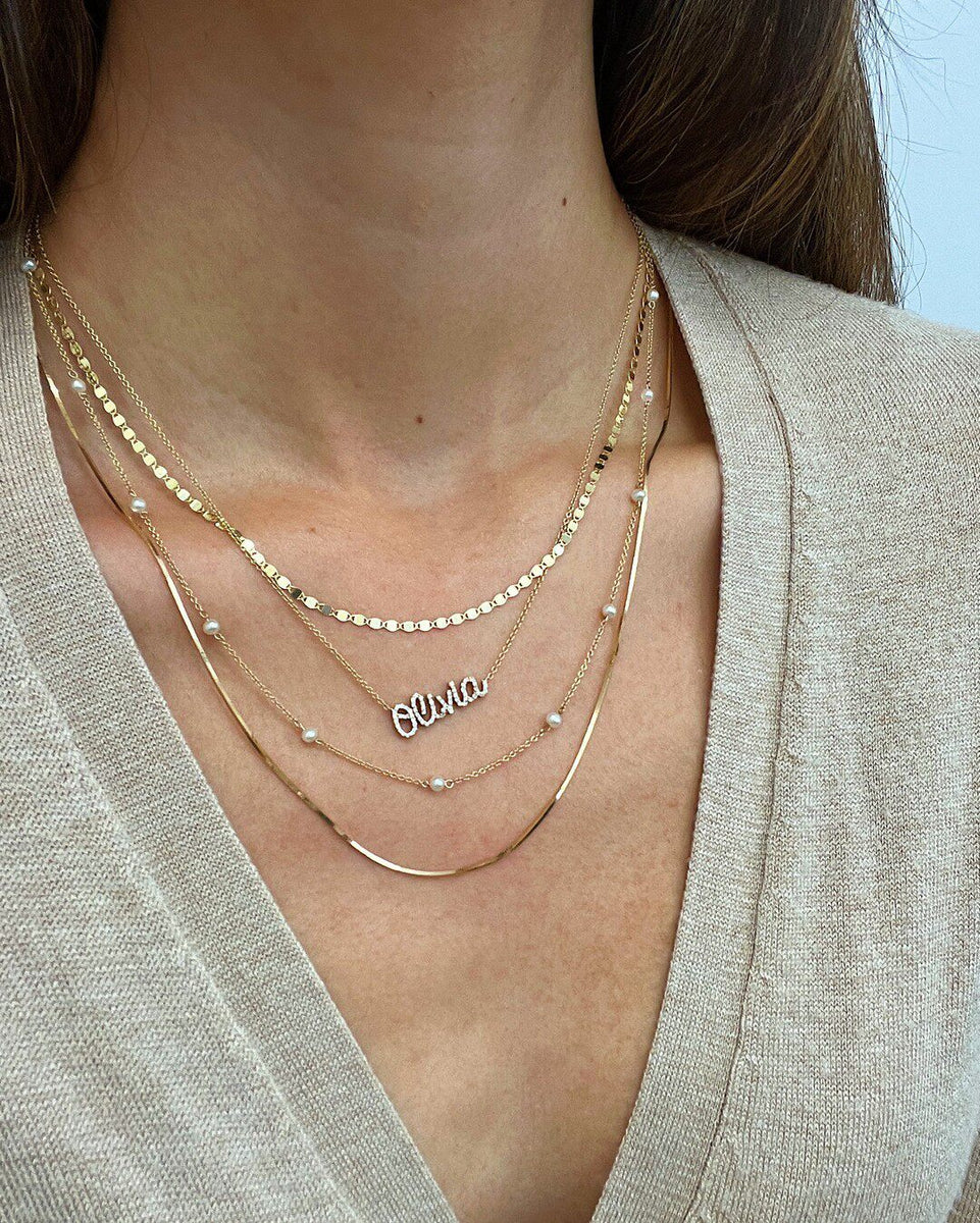  Custom Pavé Name Necklace in 925 Sterling Silver - friendship necklace gift from Bestie Keepsake