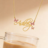  Butterfly Script Name Necklace Stainless Steel - friendship necklace gift from Bestie Keepsake