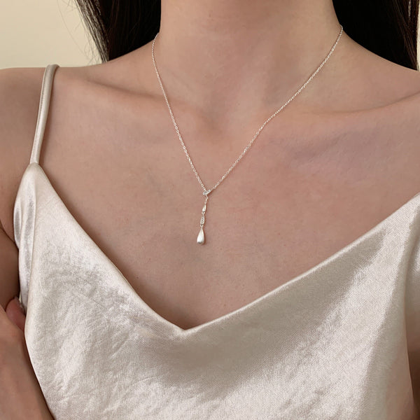  Dainty Water Drop Zirconia Necklace in Sterling Silver - friendship necklace gift from Bestie Keepsake