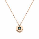  Personalized Birthstone & Engraved Disc Charm Necklace - friendship necklace gift from Bestie Keepsake