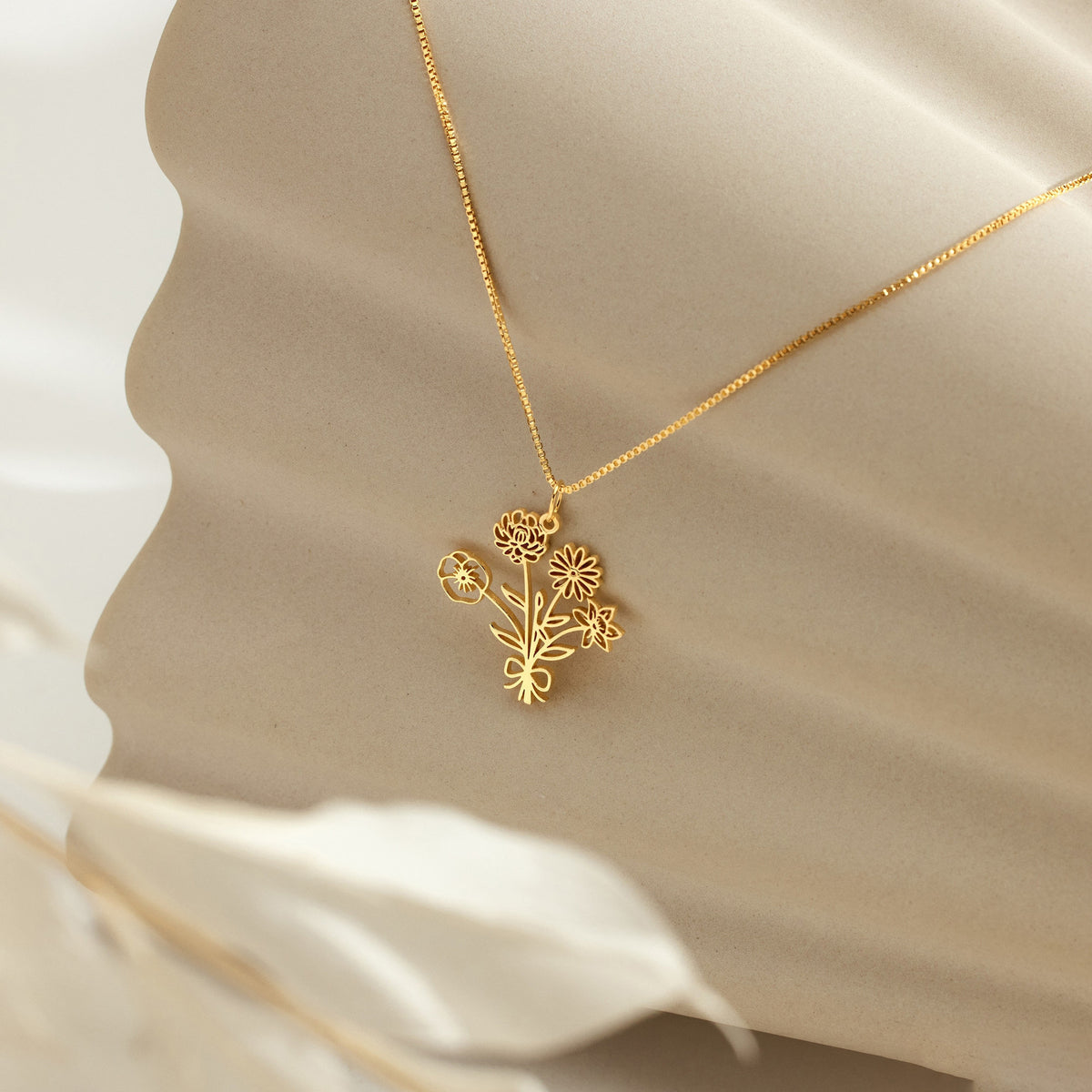  Custom Birth Flower Bouquet Necklace Stainless Steel - friendship necklace gift from Bestie Keepsake