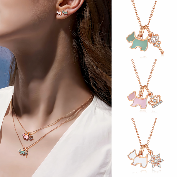  Playful Scottie Dog Charm Necklace in 18K Rose Gold over Sterling Silver - friendship necklace gift from Bestie Keepsake