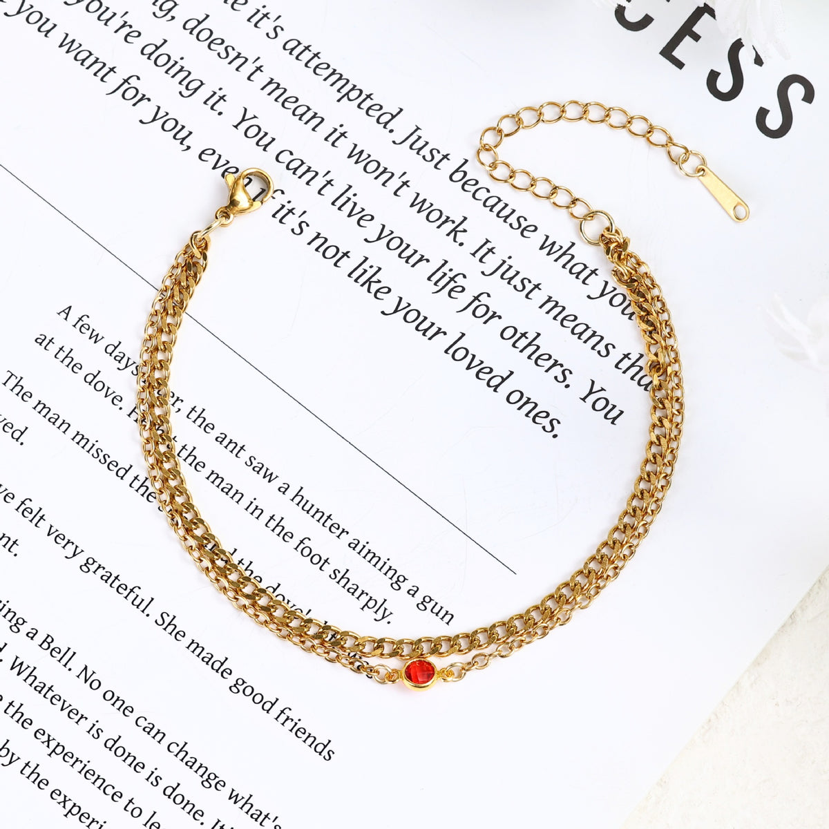  Layered Birthstone Chain Bracelet in Stainless Steel - friendship necklace gift from Bestie Keepsake