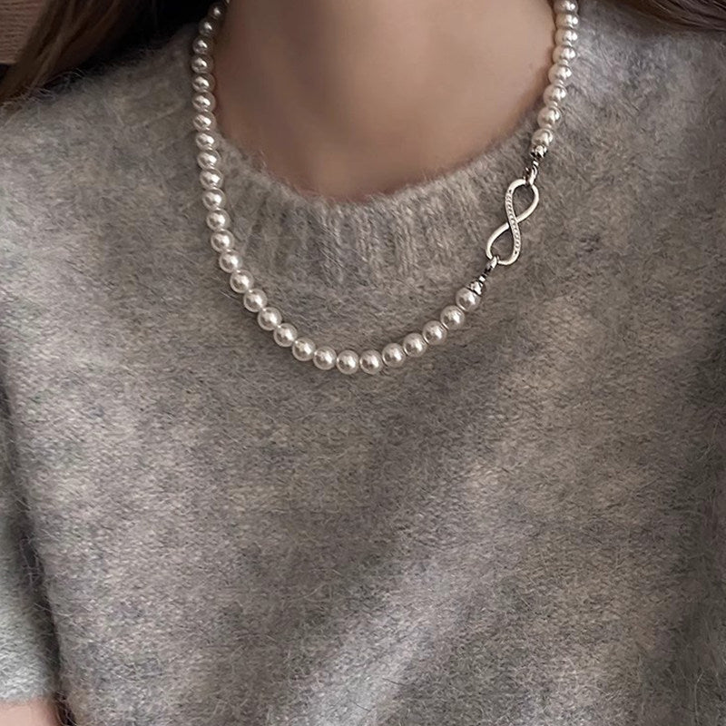  Infinity Clasp Mixed Pearl and Bead Necklace - friendship necklace gift from Bestie Keepsake
