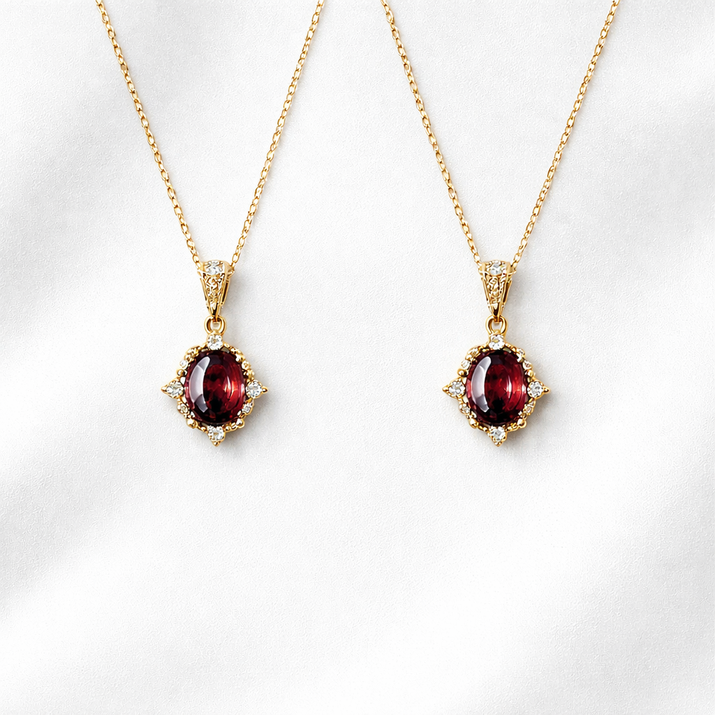  Ornate Crimson Zirconia Pendant S925 Necklace - friendship necklace gift from Bestie Keepsake