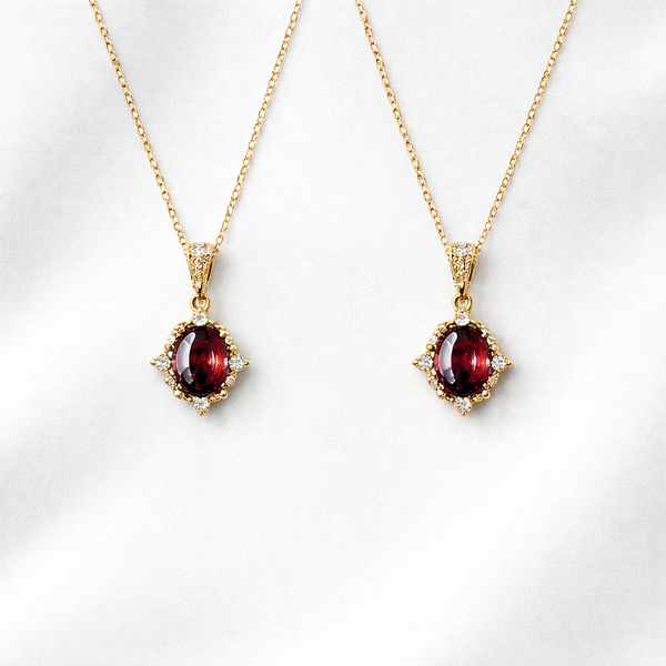  Ornate Crimson Zirconia Pendant S925 Necklace - friendship necklace gift from Bestie Keepsake