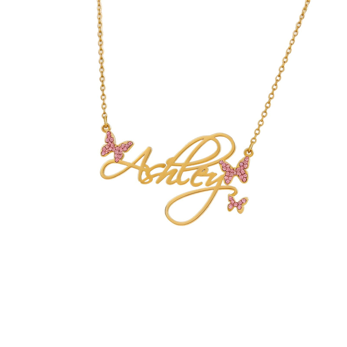  Butterfly Script Name Necklace Stainless Steel - friendship necklace gift from Bestie Keepsake