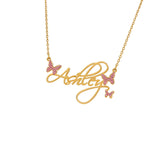  Butterfly Script Name Necklace Stainless Steel - friendship necklace gift from Bestie Keepsake