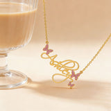  Butterfly Script Name Necklace Stainless Steel - friendship necklace gift from Bestie Keepsake