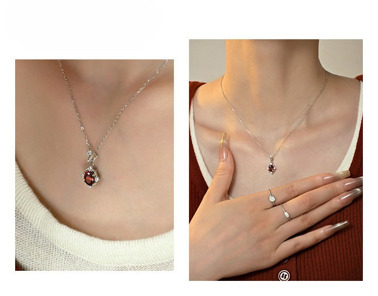  Ornate Crimson Zirconia Pendant S925 Necklace - friendship necklace gift from Bestie Keepsake