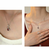  Ornate Crimson Zirconia Pendant S925 Necklace - friendship necklace gift from Bestie Keepsake