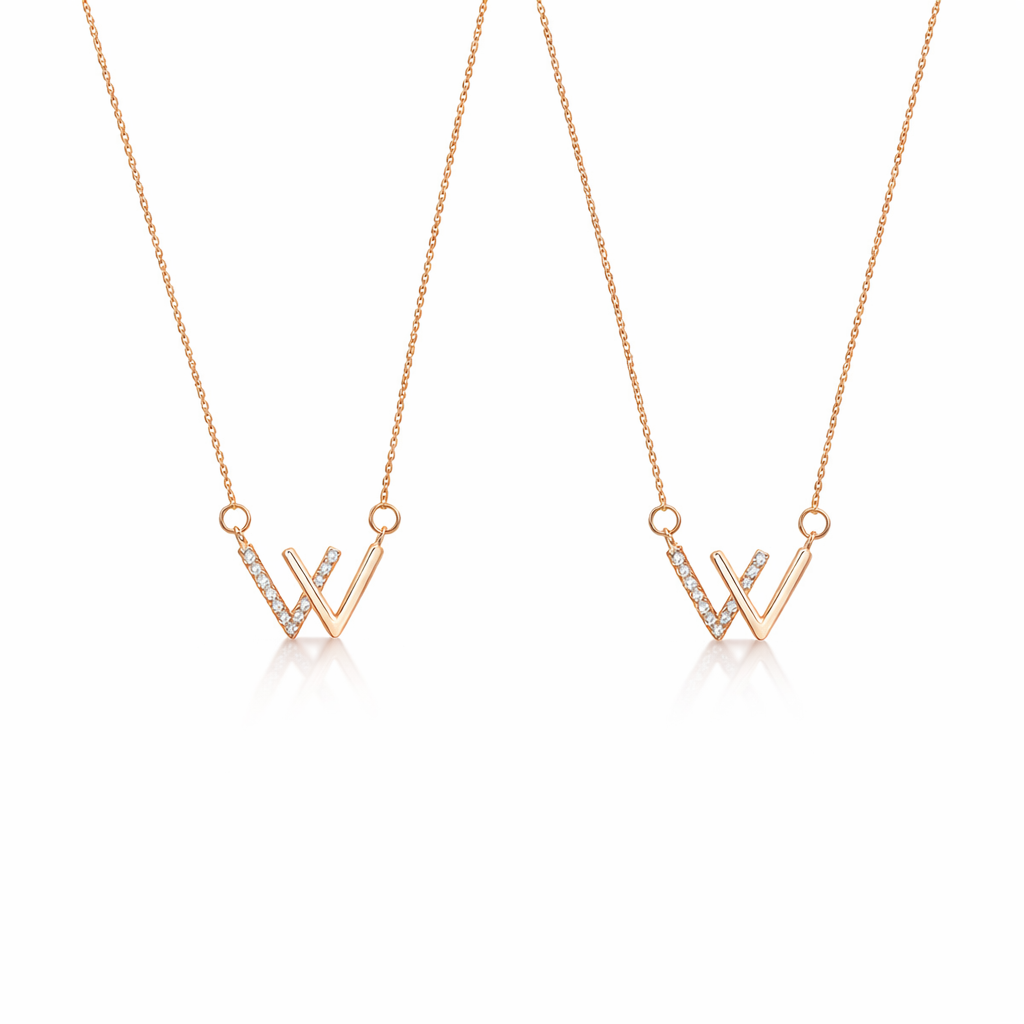  Pavé Initial W Pendant Necklace - friendship necklace gift from Bestie Keepsake