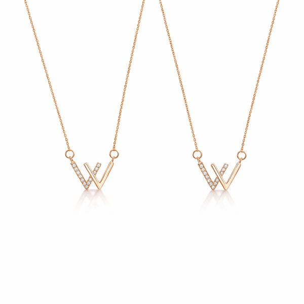  Pavé Initial W Pendant Necklace - friendship necklace gift from Bestie Keepsake