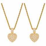  Iced Baguette Heart Pendant Necklace in Copper - friendship necklace gift from Bestie Keepsake