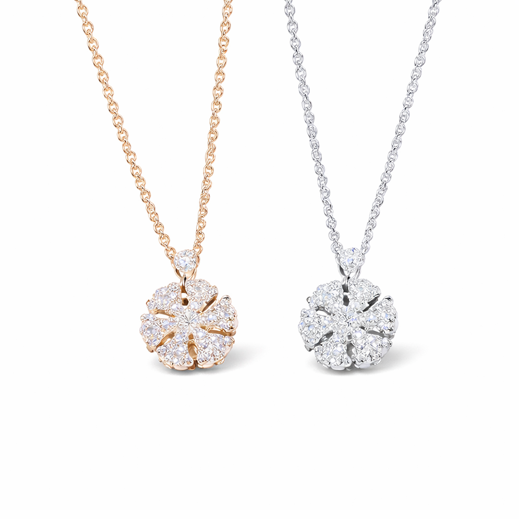 Spinning Snowflake Crystal Pendant Necklace - friendship necklace gift from Bestie Keepsake