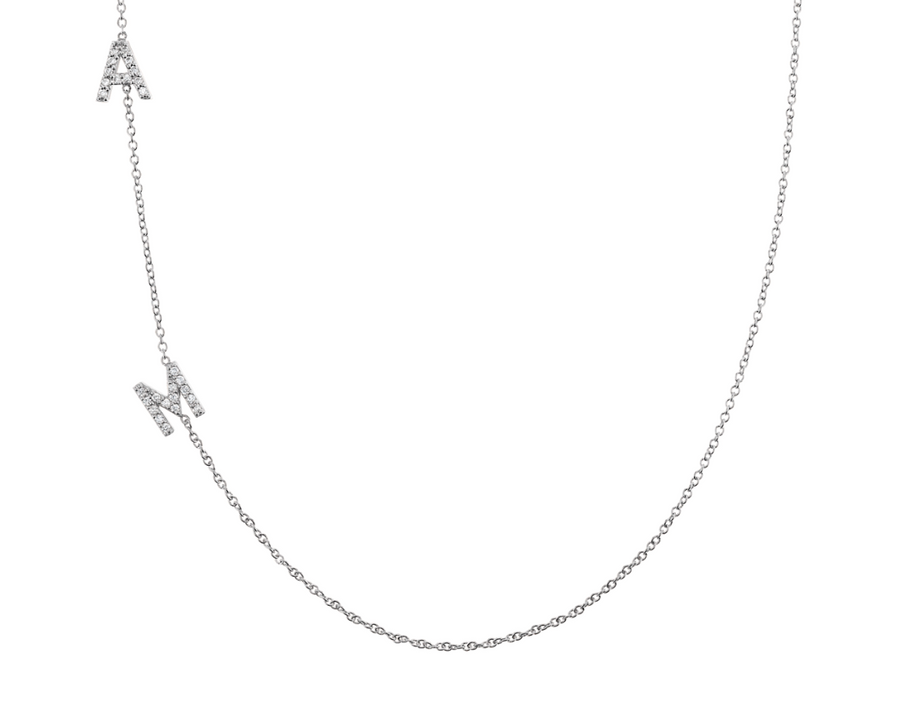  Custom Side Initial Necklace in 925 Sterling Silver - friendship necklace gift from Bestie Keepsake