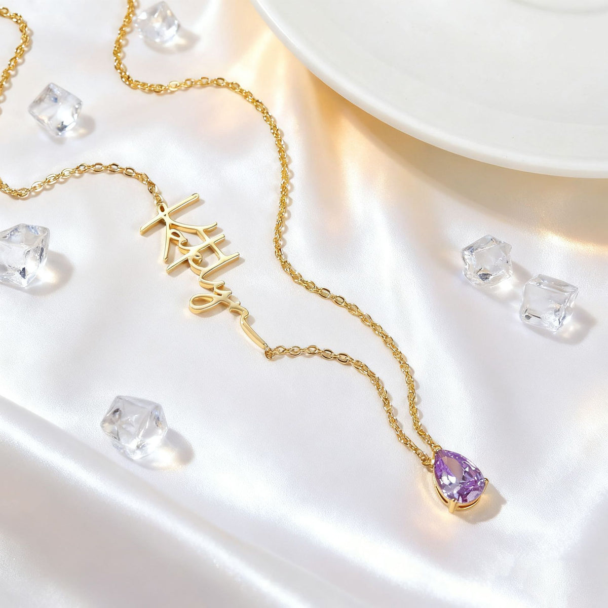  Personalized Script Name Necklace with Birthstone Charm - friendship necklace gift from Bestie Keepsake