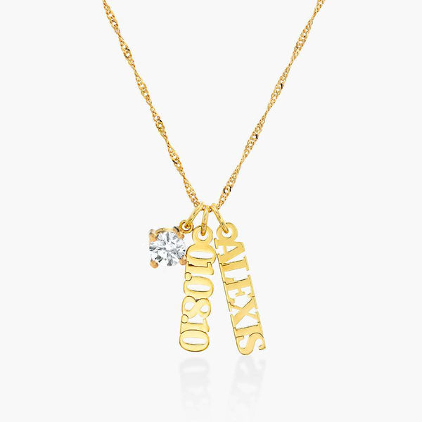  Custom Birthstone  Personalize Name Tag Necklace in 925 Sterling Silver - friendship necklace gift from Bestie Keepsake