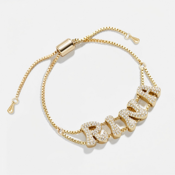  Custom Pavé Letter Slider Bracelet in Gold-Plated Copper - friendship necklace gift from Bestie Keepsake