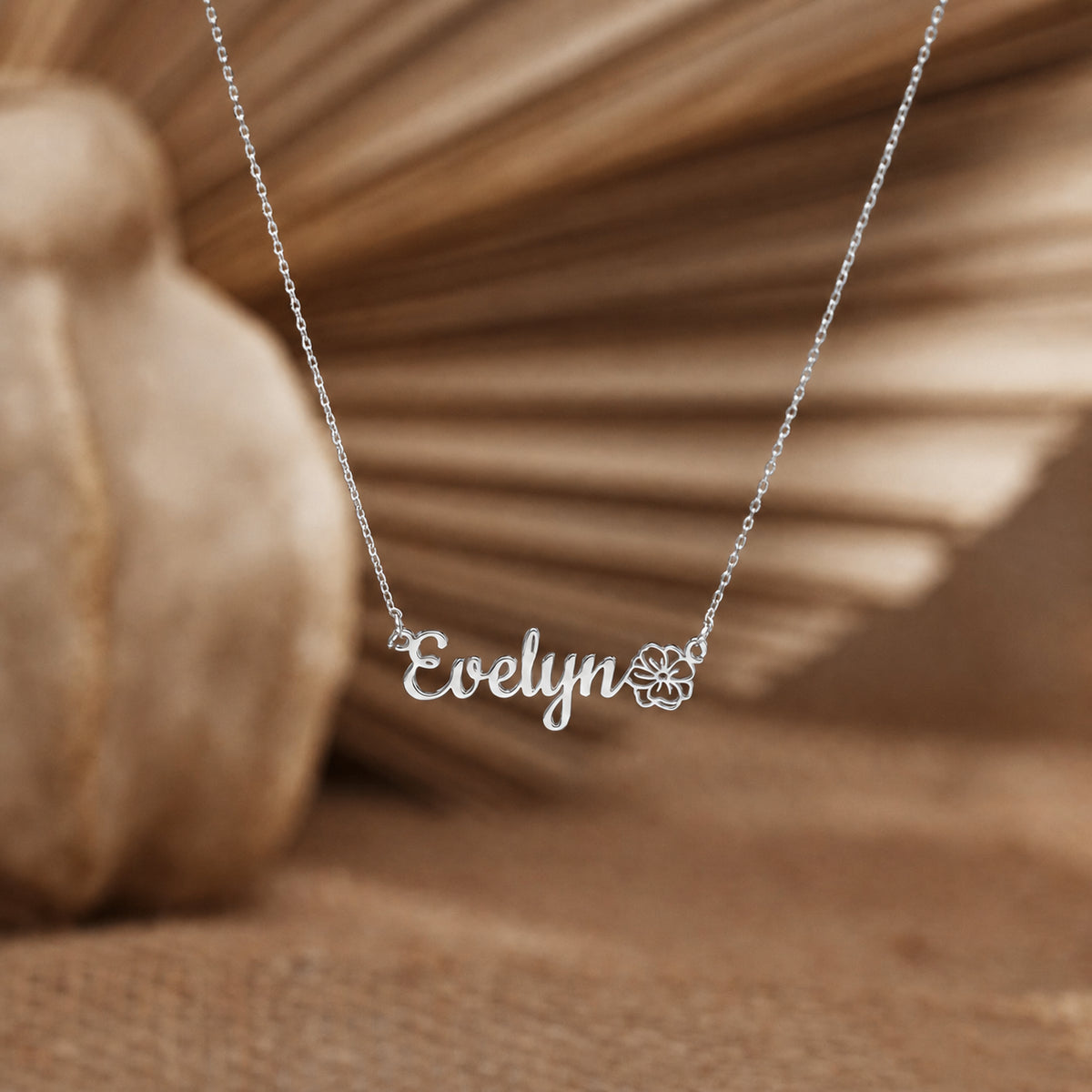  Script Name & Birth Flower Necklace Stainless Steel - friendship necklace gift from Bestie Keepsake