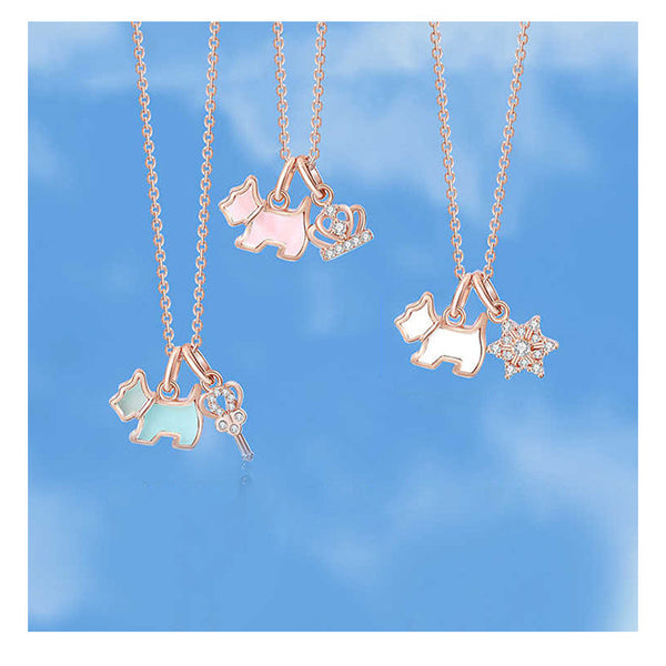  Playful Scottie Dog Charm Necklace in 18K Rose Gold over Sterling Silver - friendship necklace gift from Bestie Keepsake