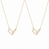  Pave Interlocking Paperclip Link Necklace - friendship necklace gift from Bestie Keepsake