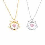  Sparkling Ribbon Heart Wreath Necklace - friendship necklace gift from Bestie Keepsake