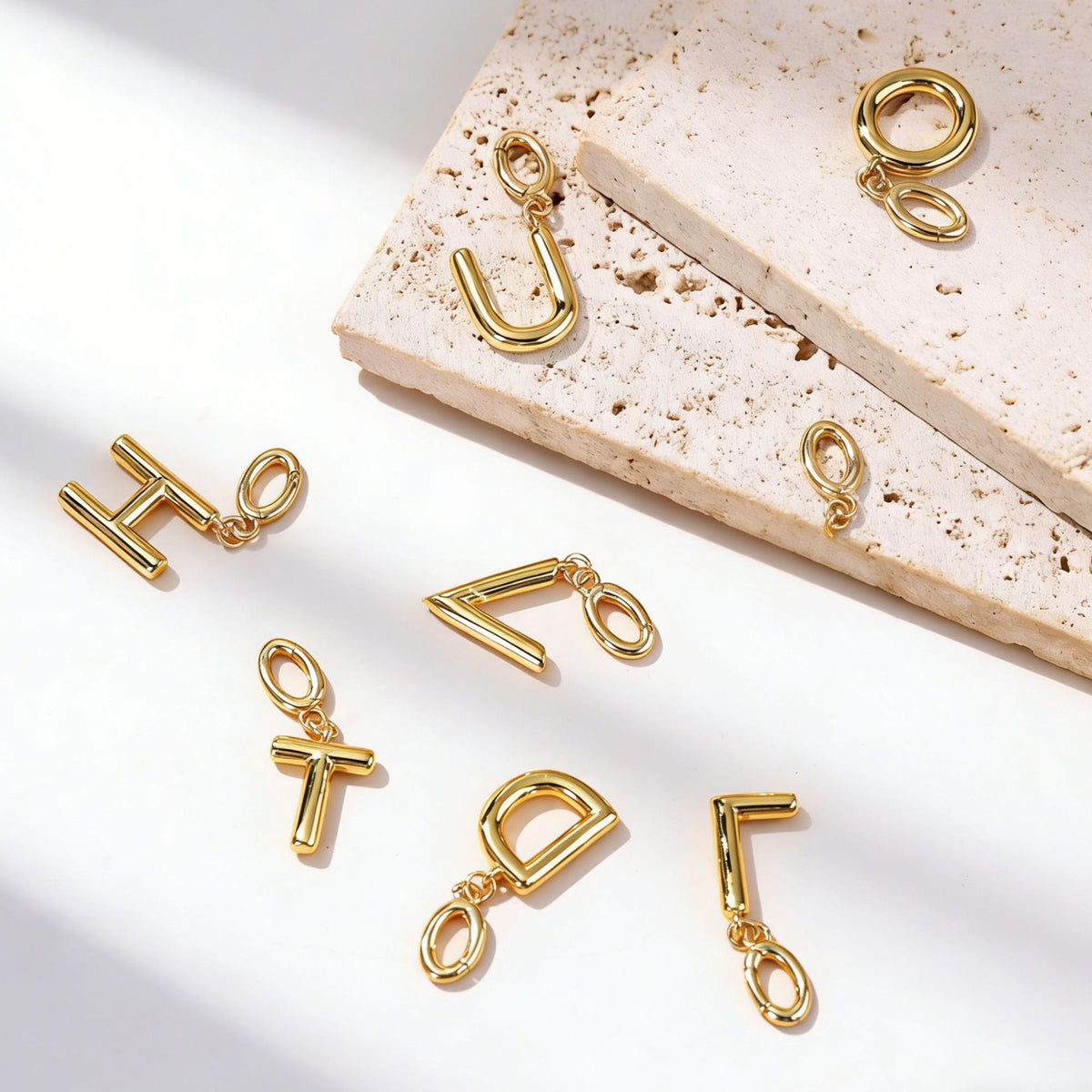  Polished Initial Pendant Necklace 18K Gold Plated - friendship necklace gift from Bestie Keepsake