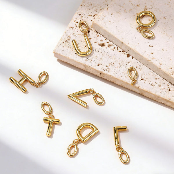  Polished Initial Pendant Necklace 18K Gold Plated - friendship necklace gift from Bestie Keepsake