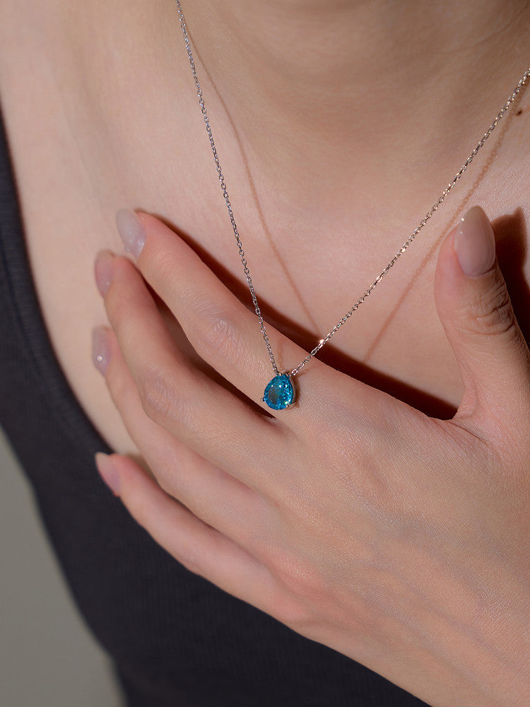  Teardrop Zircon Necklace in Sterling Silver - friendship necklace gift from Bestie Keepsake
