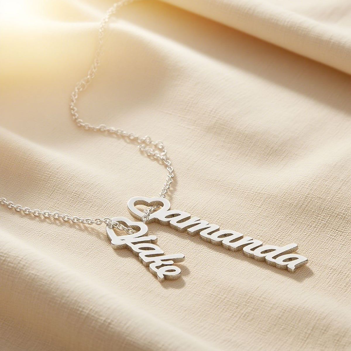  Custom Vertical Script Name Necklace Stainless Steel - friendship necklace gift from Bestie Keepsake