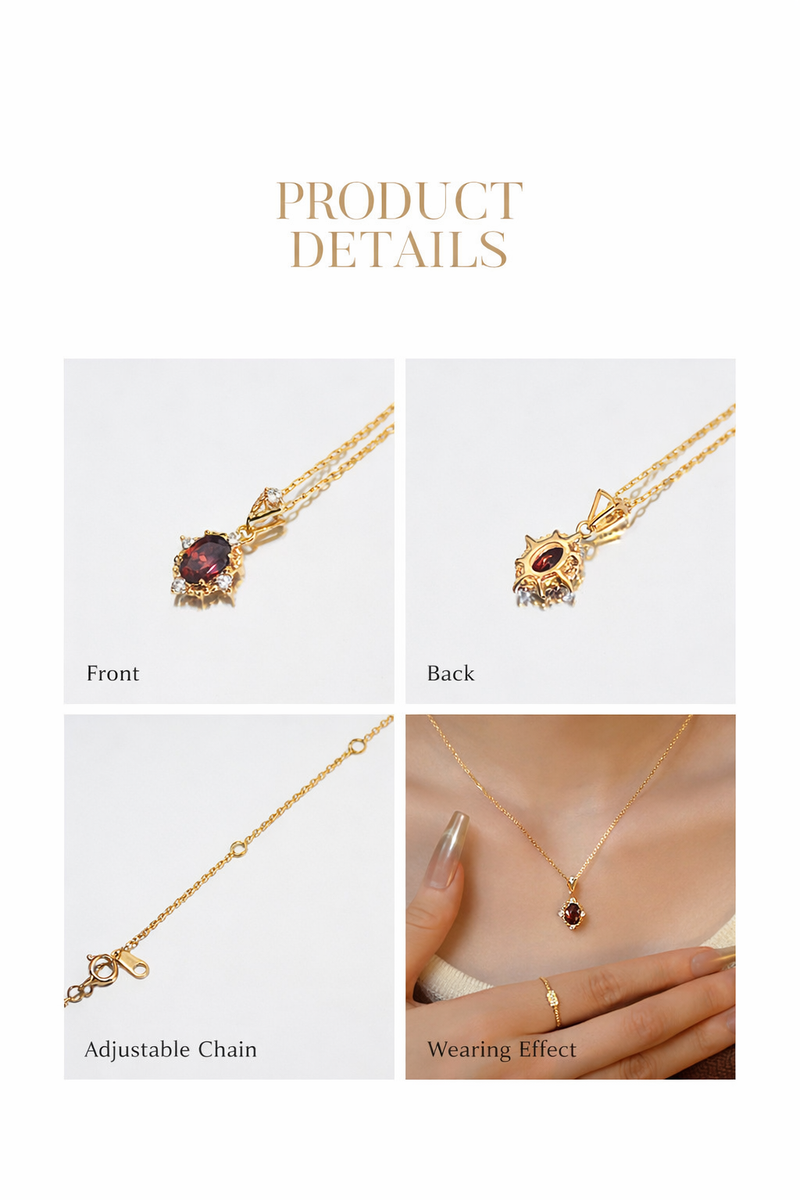  Ornate Crimson Zirconia Pendant S925 Necklace - friendship necklace gift from Bestie Keepsake