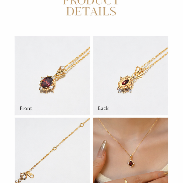  Ornate Crimson Zirconia Pendant S925 Necklace - friendship necklace gift from Bestie Keepsake