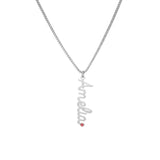  Vertical Script Name Birthstone Necklace in Stainless Steel - friendship necklace gift from Bestie Keepsake