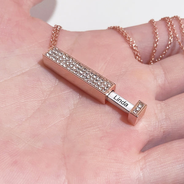  Crystal Encrusted Hidden Bar Necklace - friendship necklace gift from Bestie Keepsake