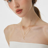  Star and Crescent Moon Layered Necklace in Brass - friendship necklace gift from Bestie Keepsake