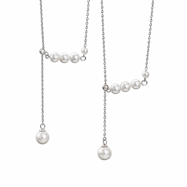  Pearl Drop Y-Necklace in S925 Sterling Silver - friendship necklace gift from Bestie Keepsake