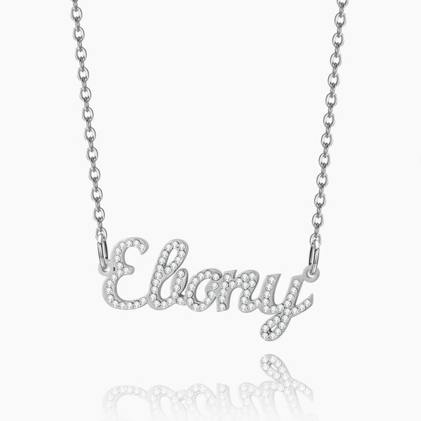  Crystalline Script Nameplate Necklace Stainless Steel - friendship necklace gift from Bestie Keepsake
