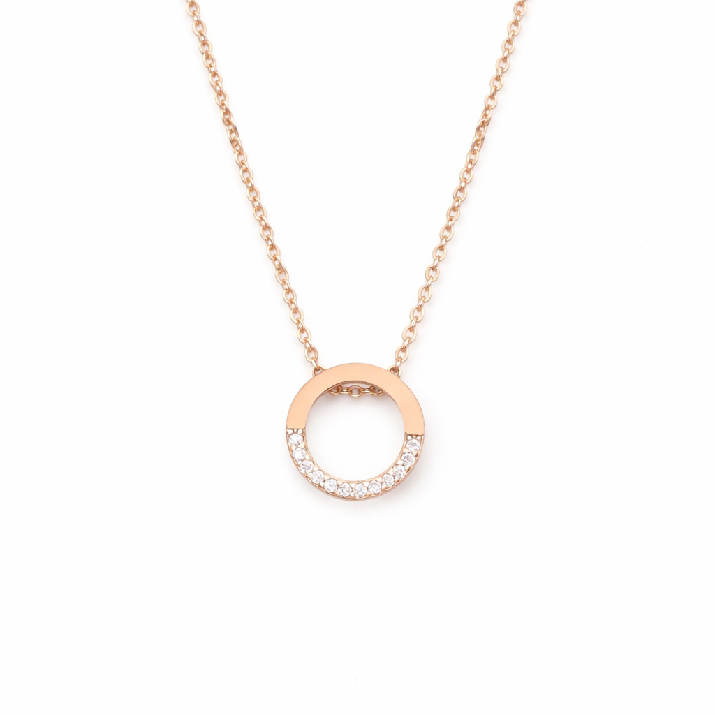  Pavé Open Circle Pendant Necklace in Alloy - friendship necklace gift from Bestie Keepsake