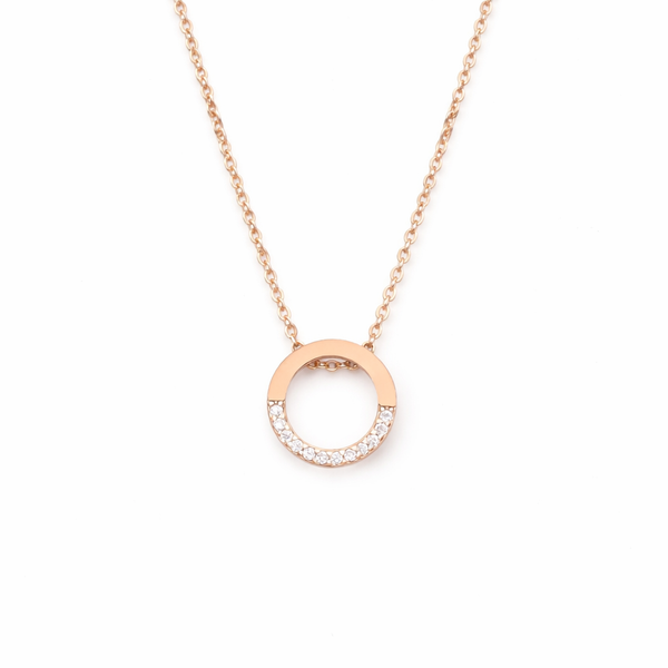  Pavé Open Circle Pendant Necklace in Alloy - friendship necklace gift from Bestie Keepsake