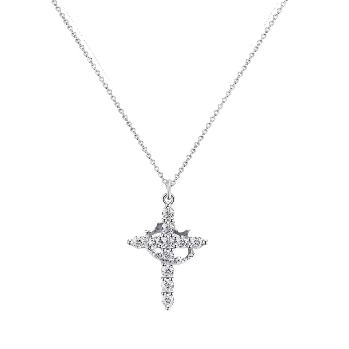  Ornate Crown Cross Spinning Ring Necklace - friendship necklace gift from Bestie Keepsake