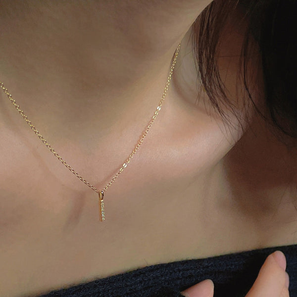 Pave Slender Bar Necklace in 925 Sterling Silver - friendship necklace gift from Bestie Keepsake