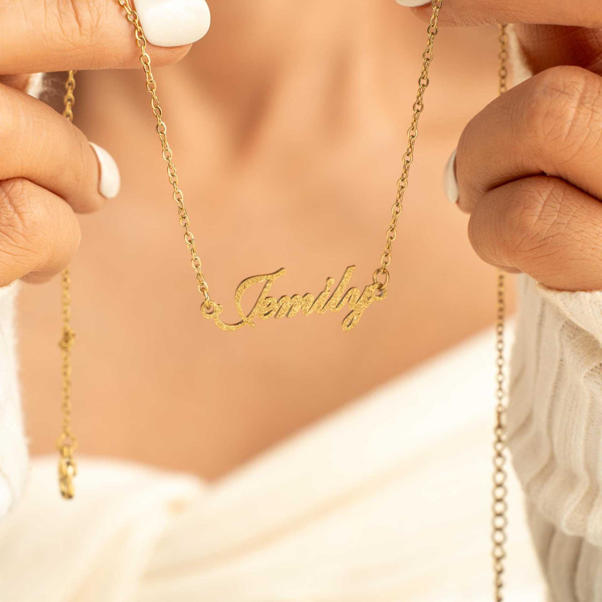  Frosted Script Name Necklace Stainless Steel - friendship necklace gift from Bestie Keepsake