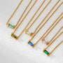  Baguette Cut Birthstone Necklace Stainless Steel - friendship necklace gift from Bestie Keepsake