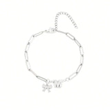  Bow & Pavé Initial Paperclip Bracelet Stainless Steel - friendship necklace gift from Bestie Keepsake