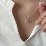  Teardrop Sky Blue Topaz Necklace S925 Sterling Silver - friendship necklace gift from Bestie Keepsake