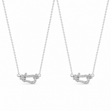  Pave Crystal Horseshoe Necklace in Titanium Steel - friendship necklace gift from Bestie Keepsake