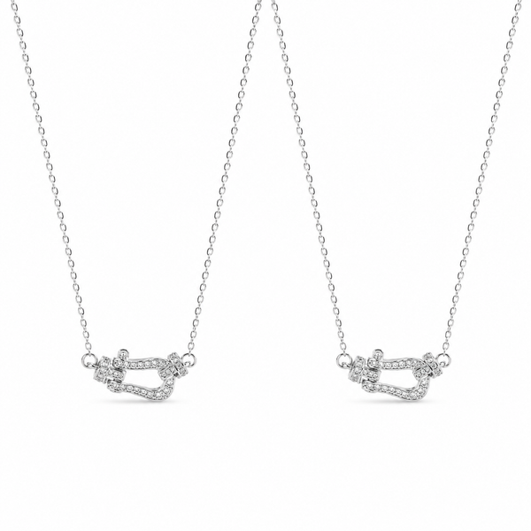 Pave Crystal Horseshoe Necklace in Titanium Steel - friendship necklace gift from Bestie Keepsake