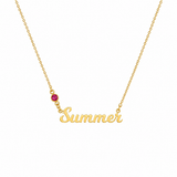  Personalized Script Name & Birthstone Necklace in Stainless Steel - friendship necklace gift from Bestie Keepsake