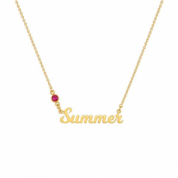  Personalized Script Name & Birthstone Necklace in Stainless Steel - friendship necklace gift from Bestie Keepsake
